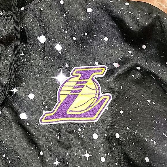 LA LAKERS GALAXY NBA SPACE HOODIE JACKET Xl Puffer Authentic SHINE BLACK ' - Picture 4 of 12